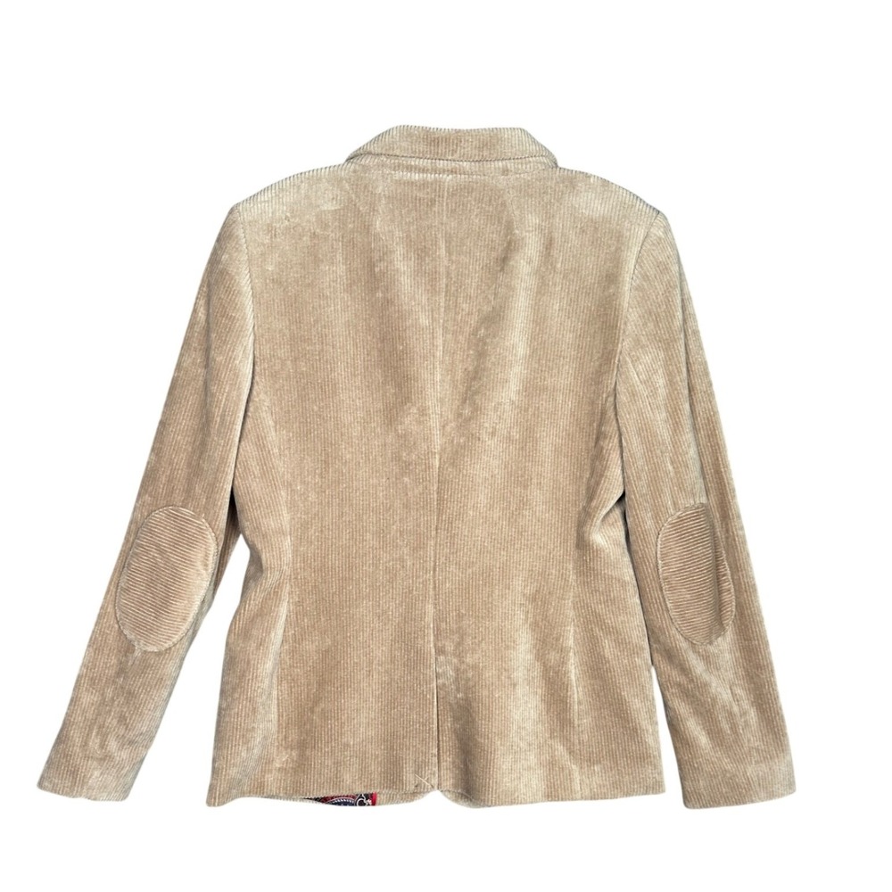 Tommy Hilfiger Womens Corduroy Blazer Size 10 Tan Elbow Patch Preppy Academia - Picture 4 of 9